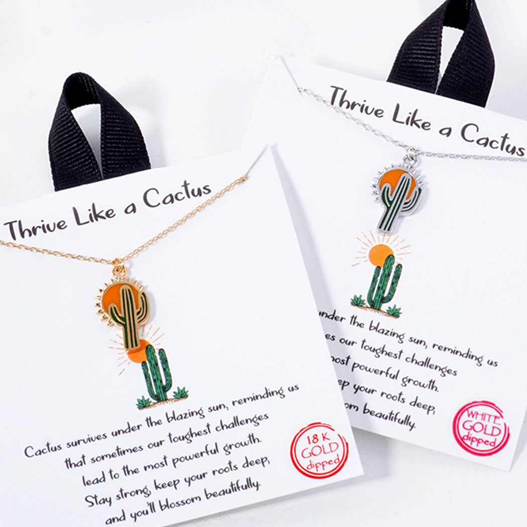 Fashion City - Wholesale Pendant/Charm Necklace - Sun Cactus Figure Pendant Chain Necklace4