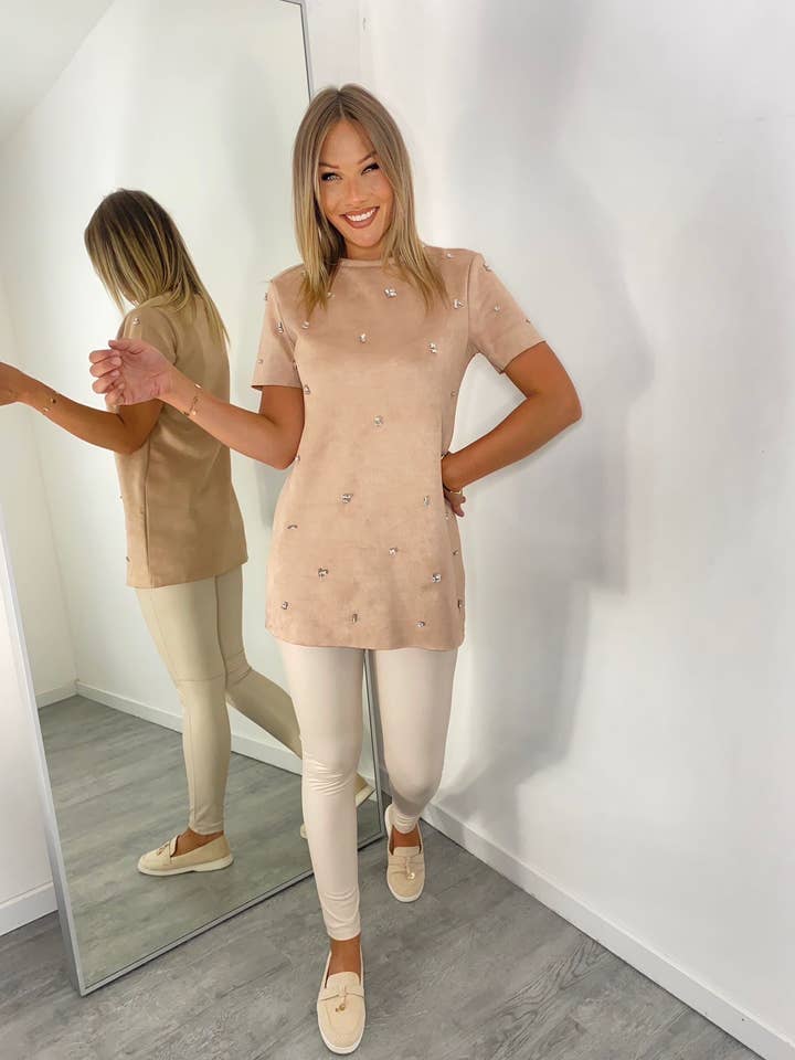 V3455 Suede tunic for wholesale by Amy & Clo Invogue