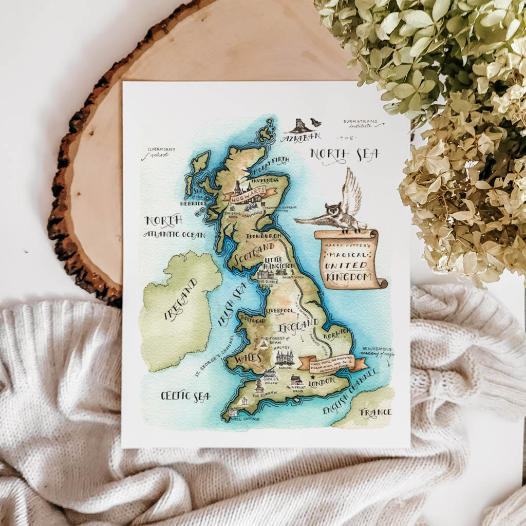 Paper Trees Studio LLC - Wholesale Kunstprint - Harry Potter-kaart van het Verenigd Koninkrijk2