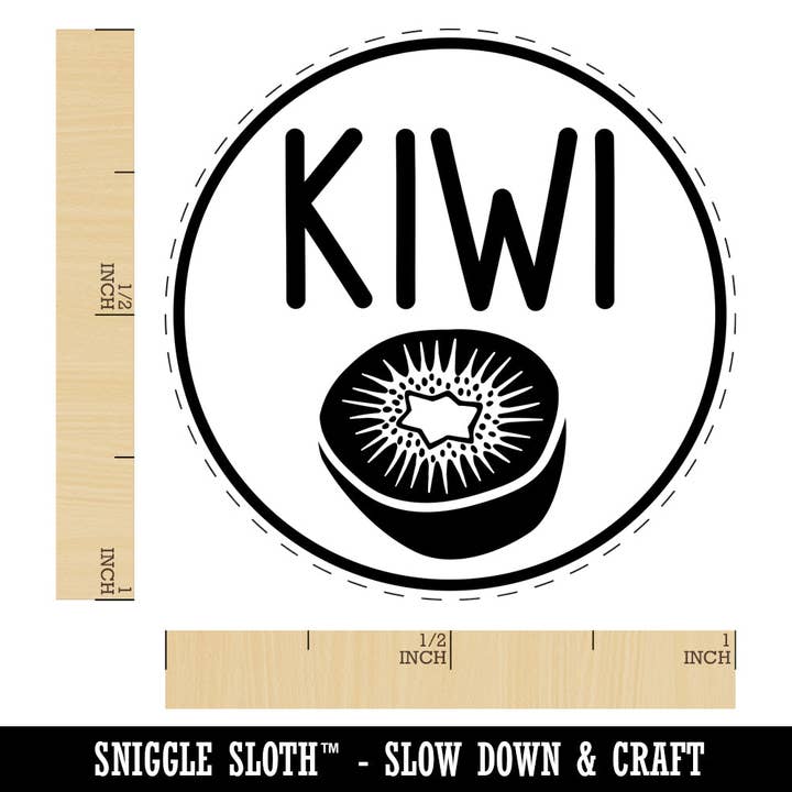 Kiwi Text with Image Flavor Scent Self-Inking Rubber Stamp for Stamping Crafting Planners for wholesale by Sniggle Sloth