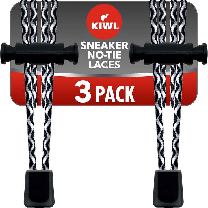 3 pares de cordones elásticos para zapatillas Kiwi - Negro y blanco para venta al por mayor de Innovarix
