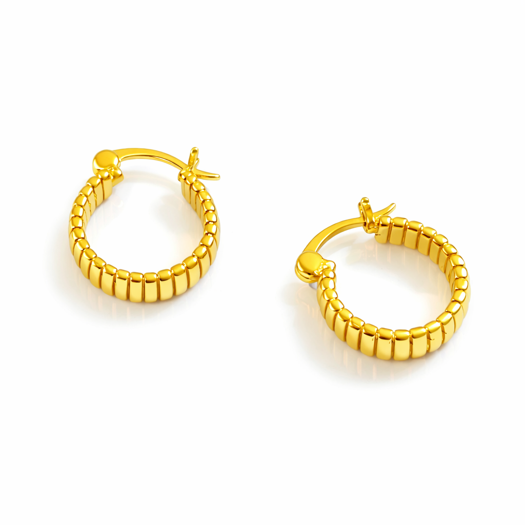 Treisi - Vente Créoles - Créoles classiques en vermeil d'or 18K - E5111