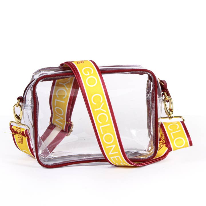 Bridget Clear Purse with Patterned Shoulder Straps - Iowa State for wholesale by Desden