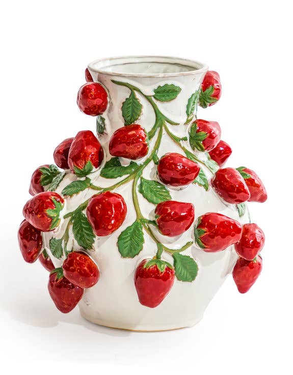 McGowan & Rutherford Ltd – wholesale Vase – Hand Painted Ceramic Strawberry Vine Vase