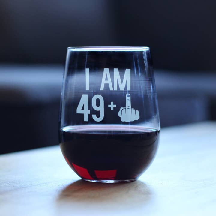 bevvee - Wholesale Wine Glass - 50th Birthday Gifts - 49 Middle Finger Stemless Wine Glass