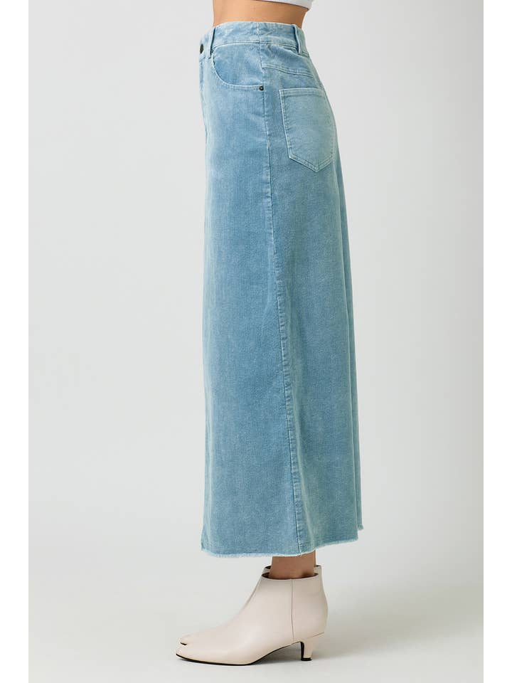 Mystree - Wholesale Skirt - Women's - 60742 Washed Front Slit Corduroy Skirt2