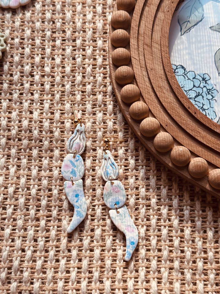 Alligatori Stampati a Fiori | Orecchini in Argilla Polimerica per la vendita all'ingrosso da parte di Watch Me Bloom