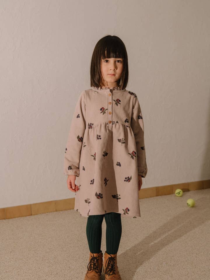 Vermont Dress Pale Mauve Corduroy Blackberries for wholesale by Studio Bohème Paris