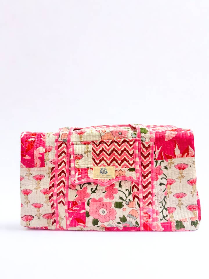 Pink Petale | Quilted Duffle Bag for wholesale by Heart of Grace