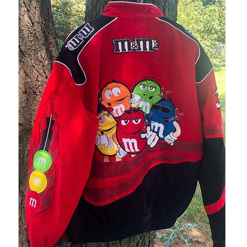 Red Motorcycle Print Loose Long Sleeve Jacket for wholesale on Faire3