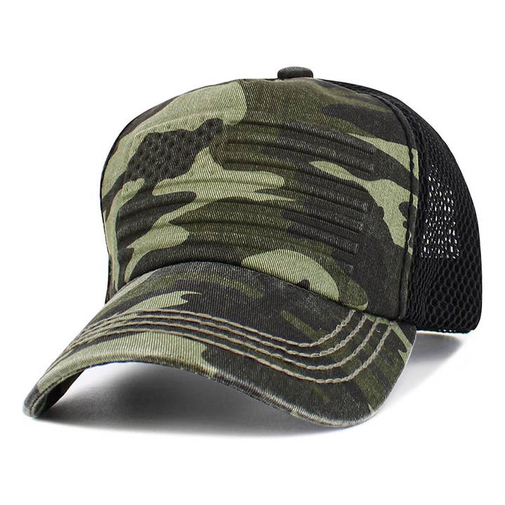 Sensibling Corp. - Wholesale Trucker Hat - Unisex - American USA Flag Patch Pointed Mesh Back Trucker Hat7