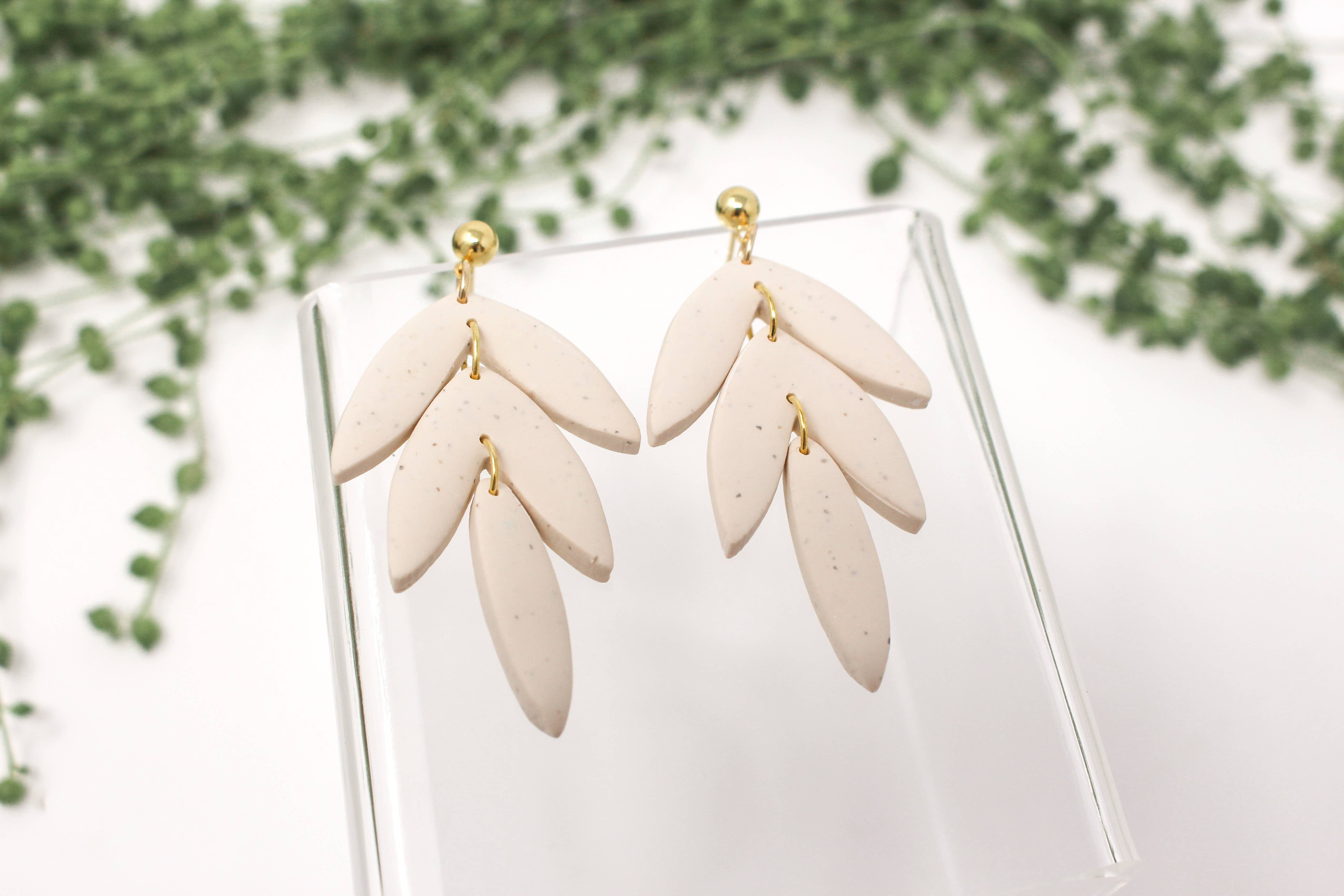 Fern and Arrow co. - Wholesale Dangle Earrings - Ruth- Polymer clay boho bohemian neutral sand dangle earring