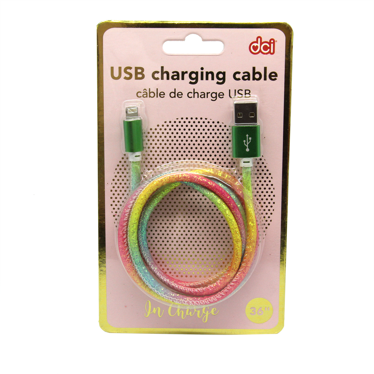 coexs novelty - Wholesale Charging Cable - Rainbow Glitter Cable1
