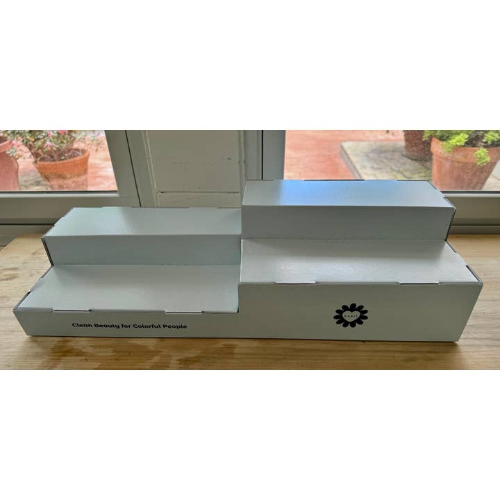 Habit Cosmetics - Vendita all'ingrosso Vetrina per rivenditori - Bellezza e benessere - Espositore a 2 livelli in cartone ondulato1