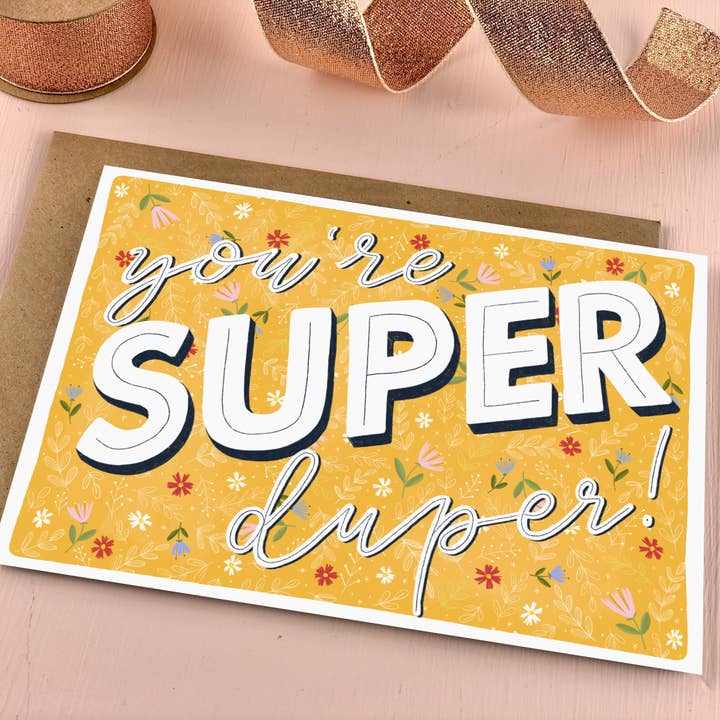 Super Super Parabéns Cartão de Suporte Bem Feito por atacado de The Little Posy Print Company