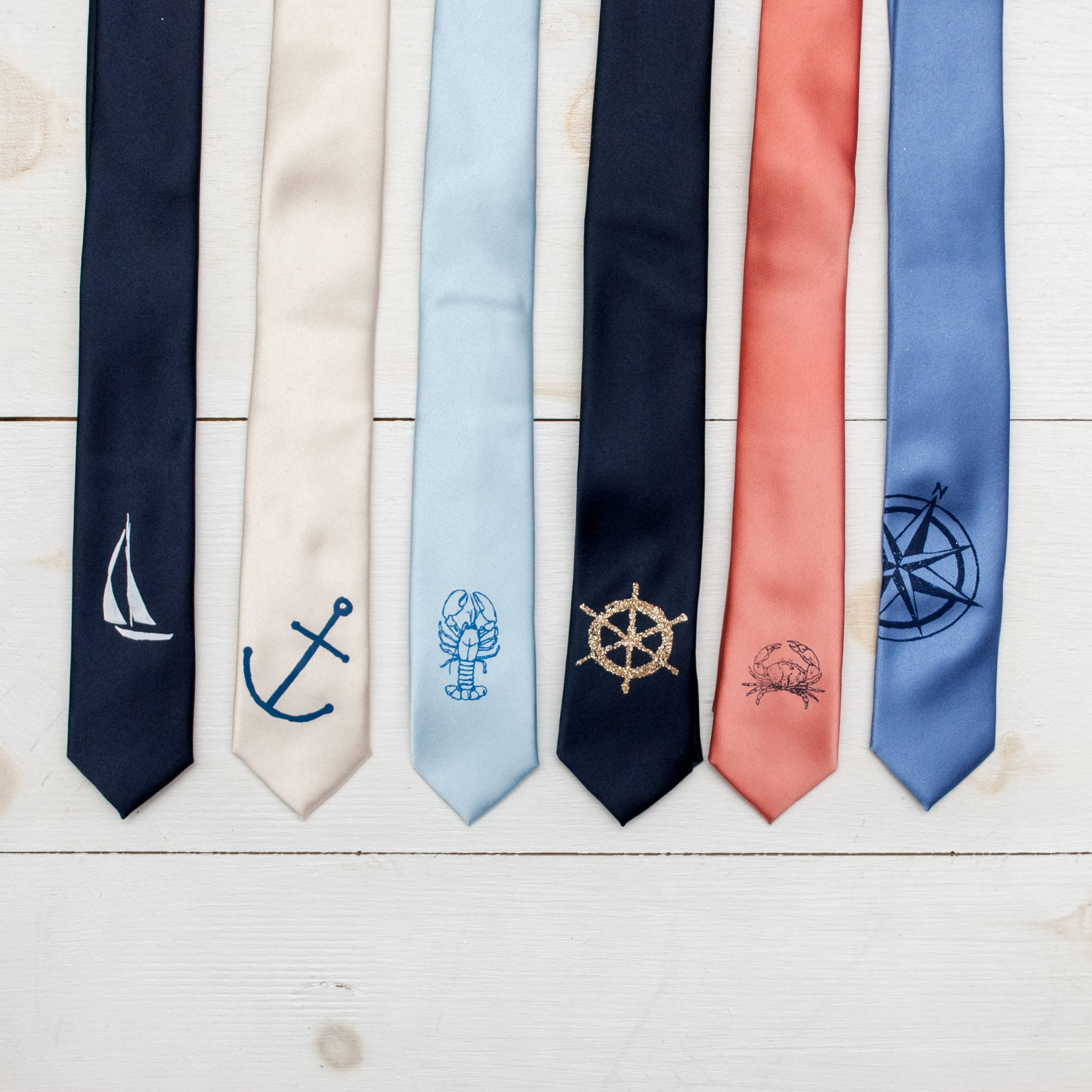 Cinder + Salt - Wholesale Necktie - Men's - Ship's Wheel Shimmer Skinny Tie1