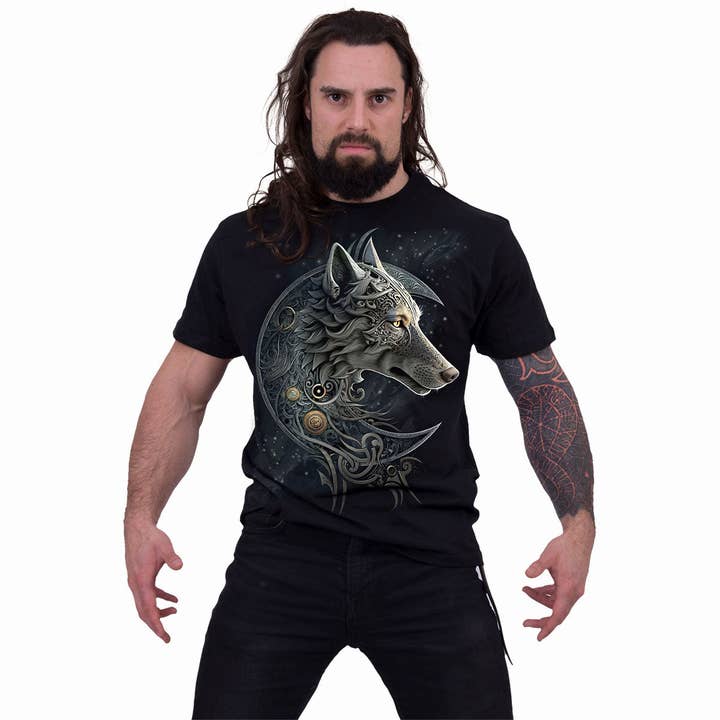 Spiral – wholesale Screen printed t-shirt – Men′s – CELTIC WOLF - T-Shirt Black2