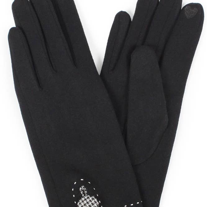 Hana - Wholesale Gloves - Women's - Houndstooth Button Winter Gloves