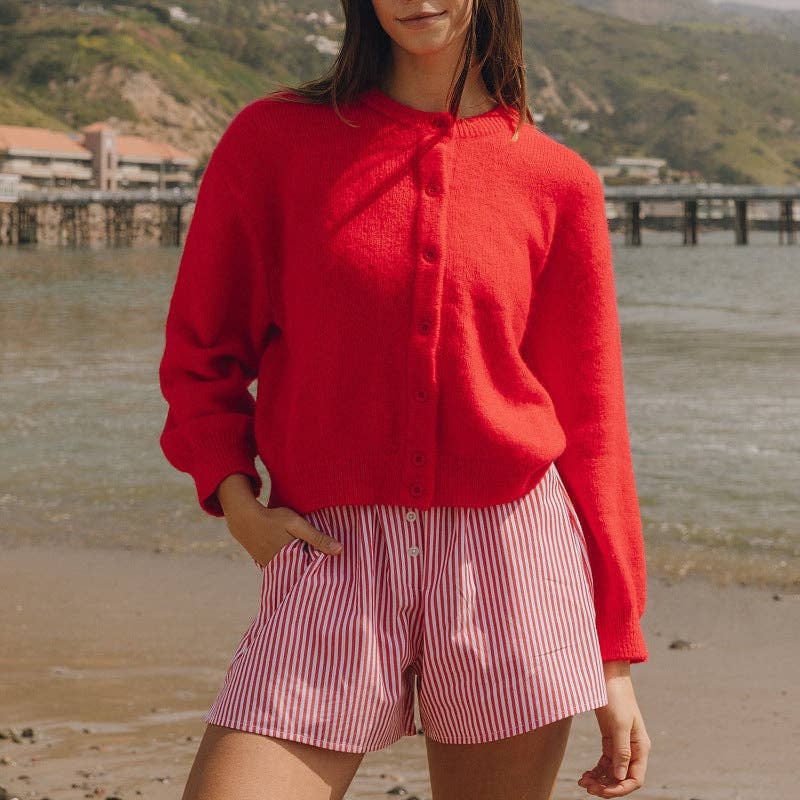 Dipped Shop - Venta al por mayor Cárdigan - Mujer - Cárdigan holgado con cuello redondo de color liso DPT14243