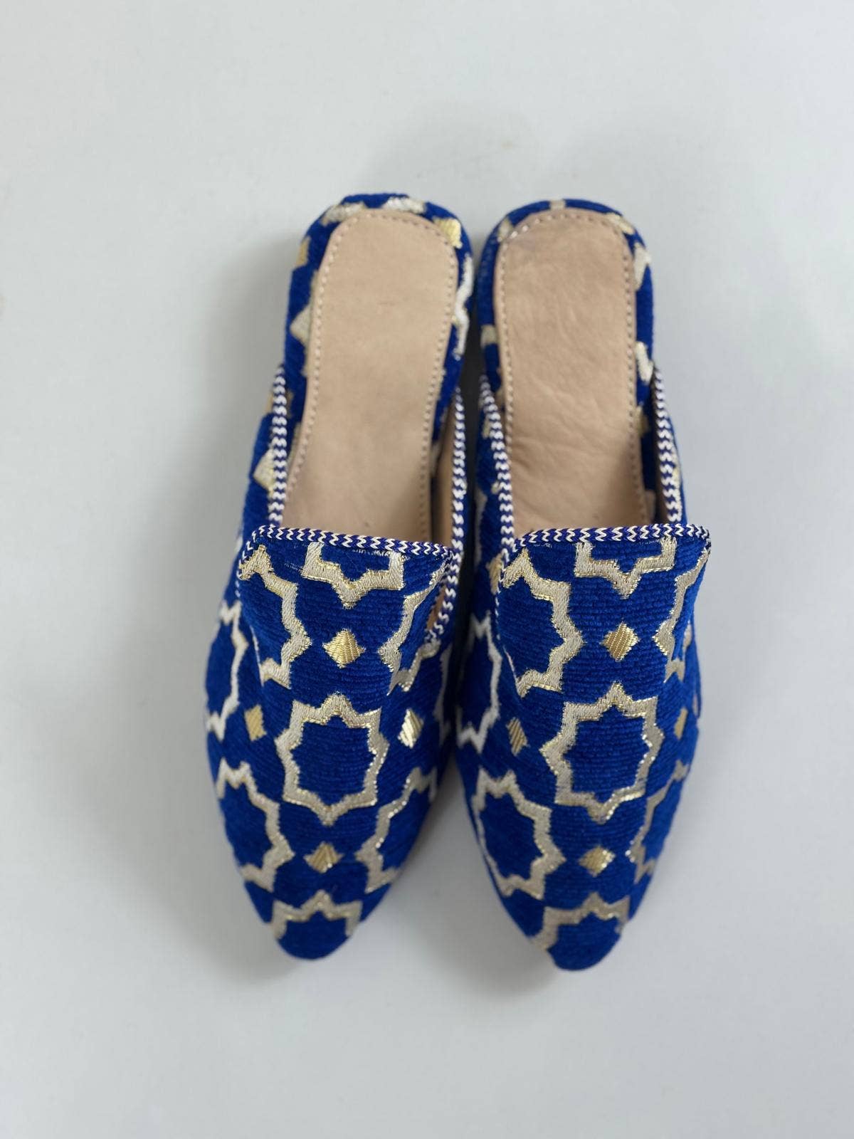 Melecraft – wholesale Mules – Women’s – Wholesale Moroccan Slippers - Handmade Blue Boho Mules3