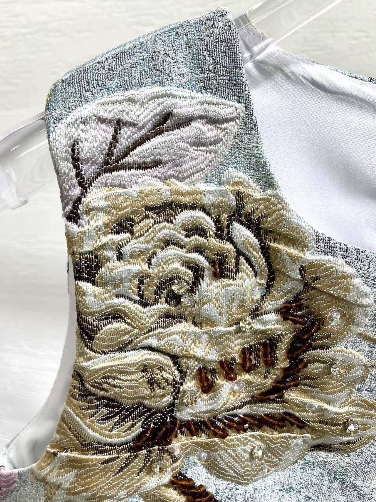 Productseeker - Wholesale Dress - Women's - DR940Y Summer Round Neck Hand-Beaded Floral Vest Dress9