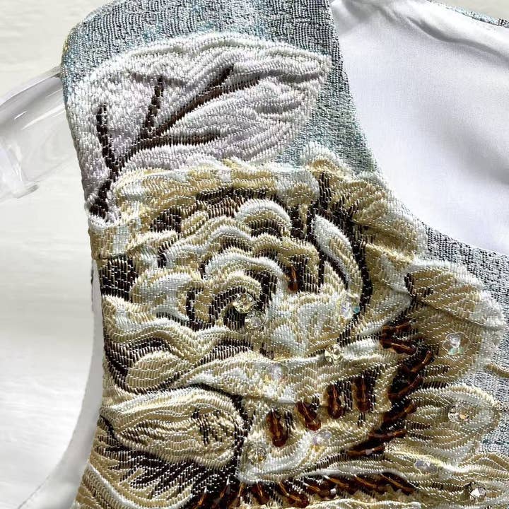 Productseeker - Wholesale Dress - Women's - DR940Y 2025 Elegant Beaded Jacquard Sleeveless A-Line Dress14