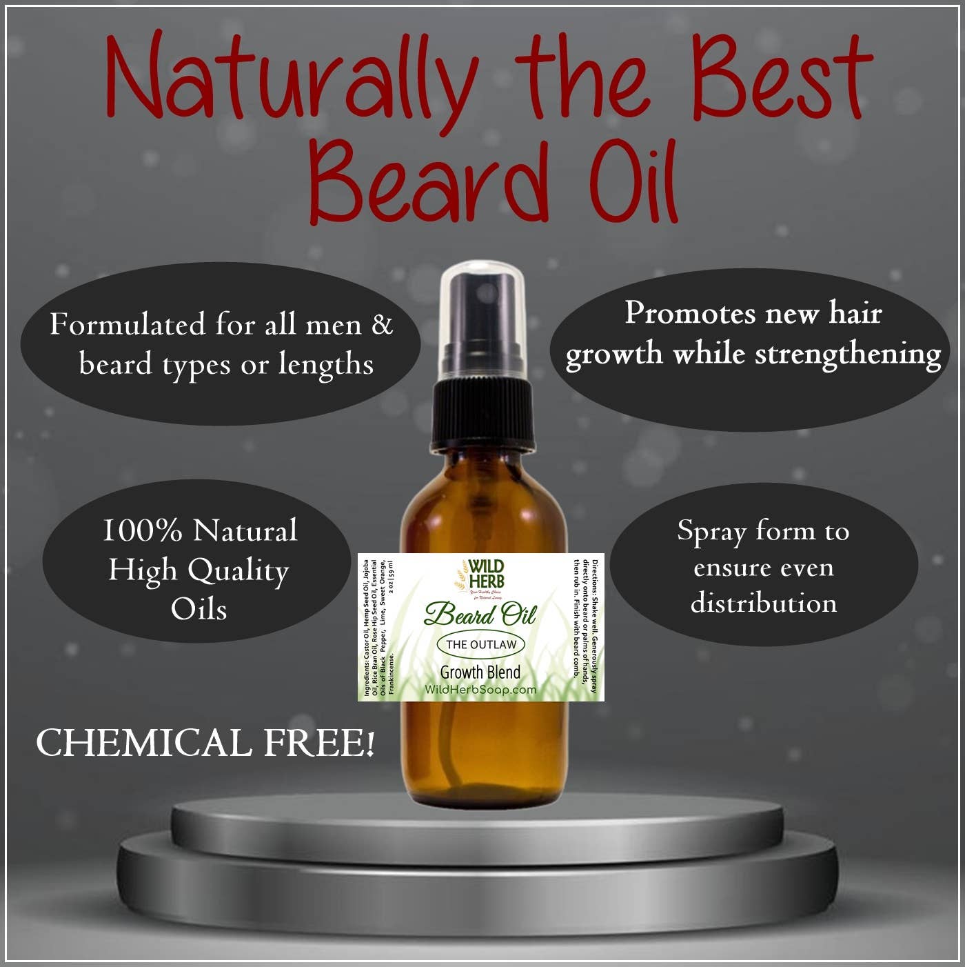 Wild Herb Soap Co - Wholesale Beard Conditioner - Beard Oil Growth: The Lumberjack Scent  | Label or None1