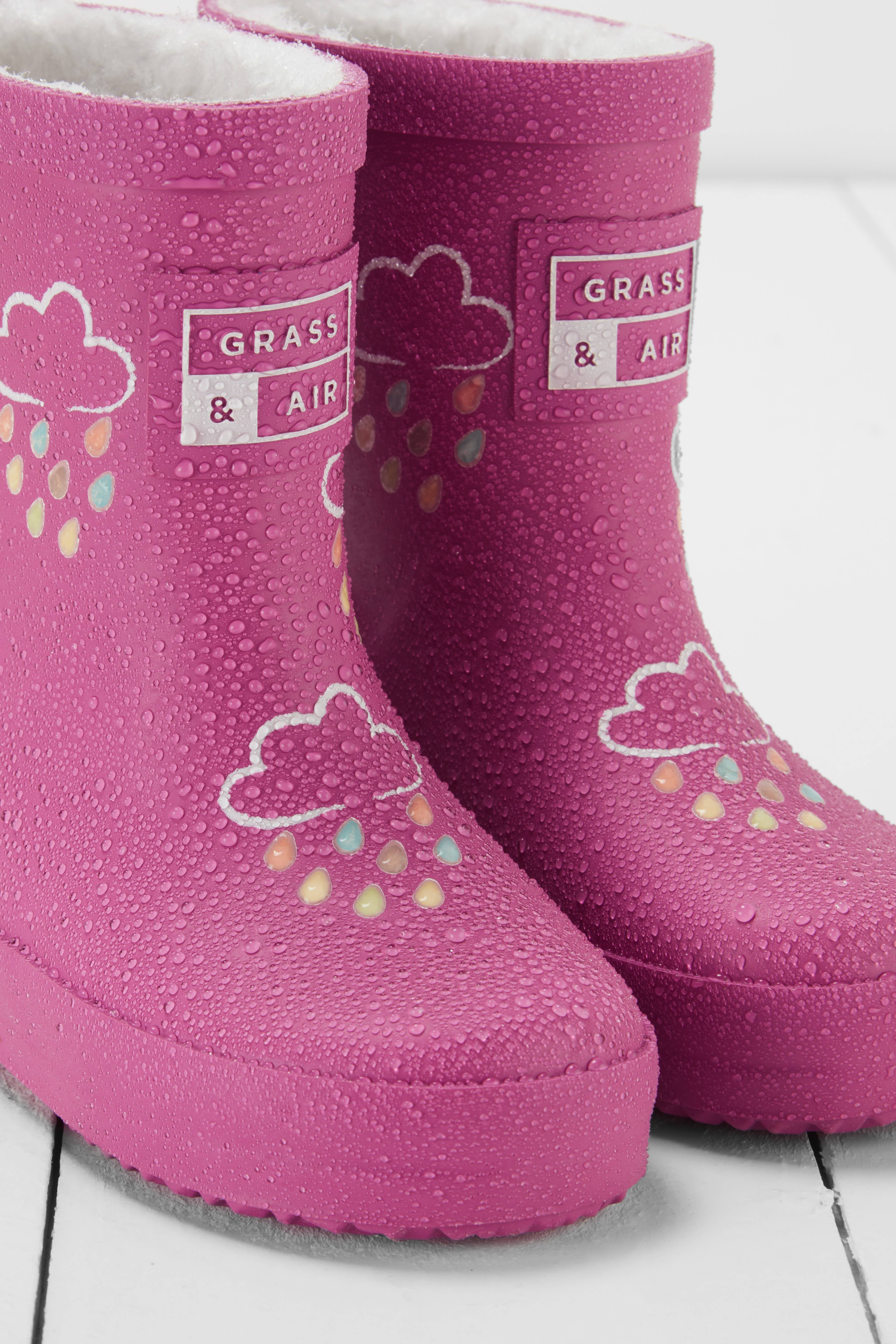 Grass & Air - Wholesale Rain Boots - Kids - Orchid Pink Colour-Changing Kids Wellies1