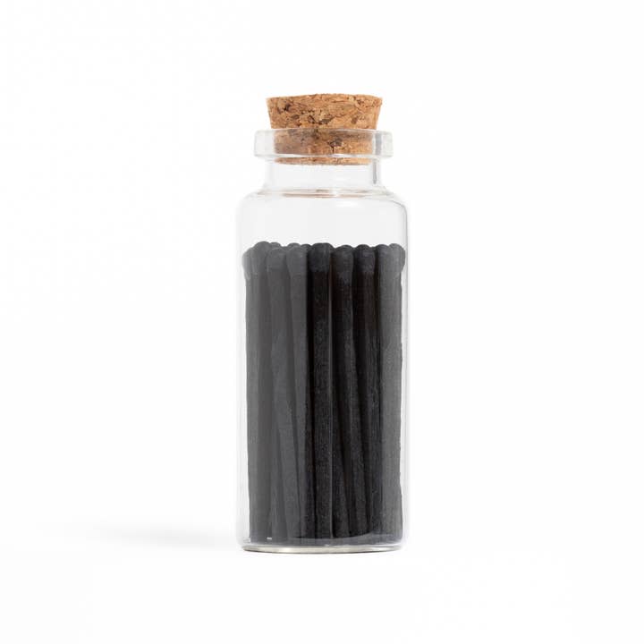 All Black Matches in Medium Corked Vial for wholesale by Enlighten the Occasion