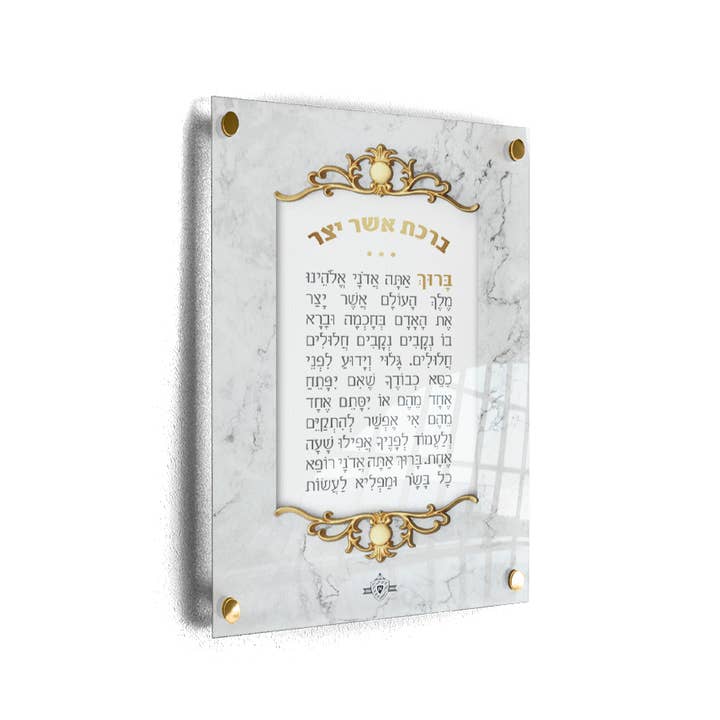 Asher Yatzar Acrylique avec entretoises dorées LRG 9,8 x 13,75" pour la vente par A&M Judaica And Gifts