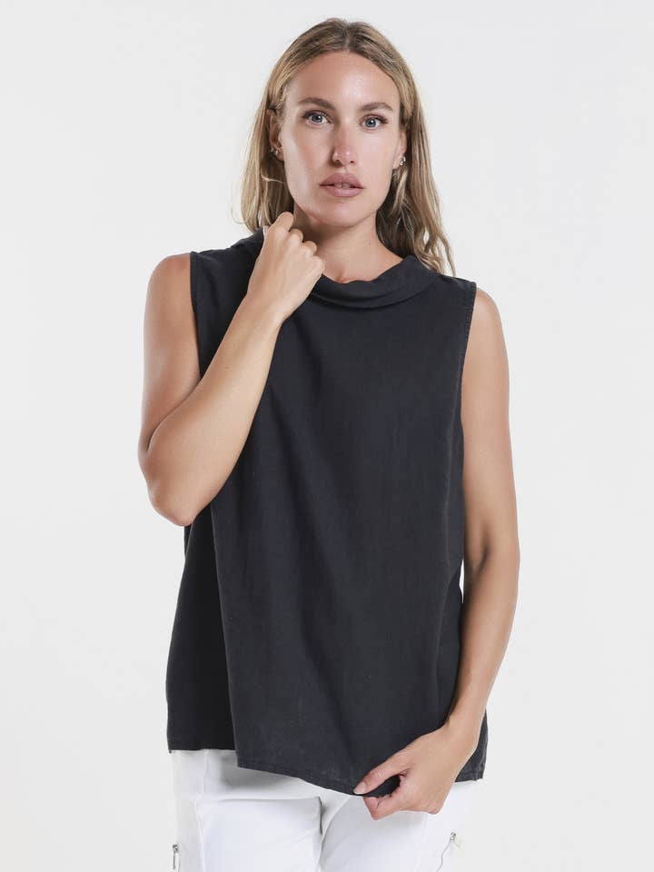 Alanna Gewassen Linnen A-Lijn Coltrui Top (BT104) voor wholesale door TINA Stephens Italy/Tees By Tina