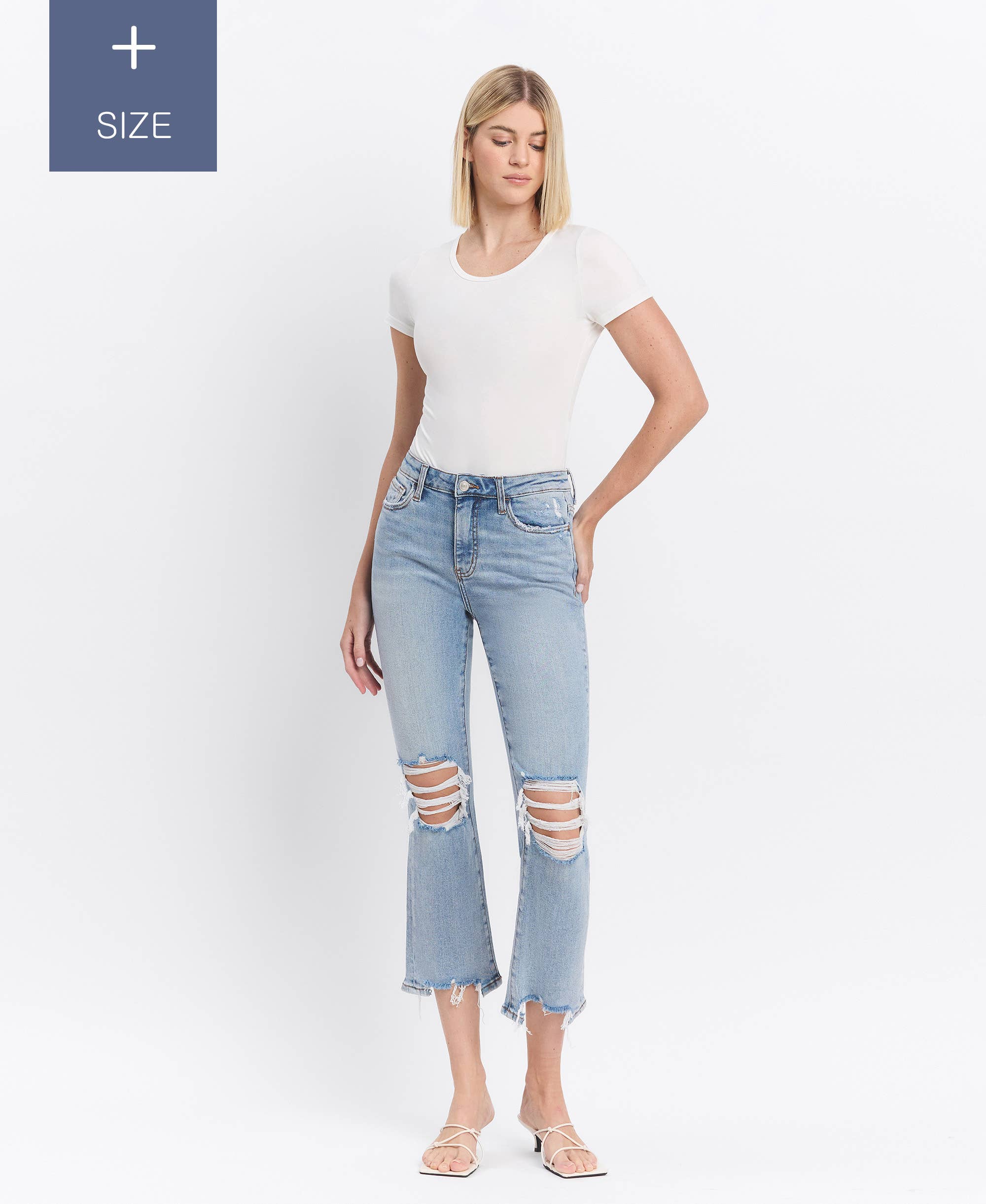 Miracles PLUS SIZE HIGH RISE KICK FLARE JEANS LV1081-P for wholesale on Faire8