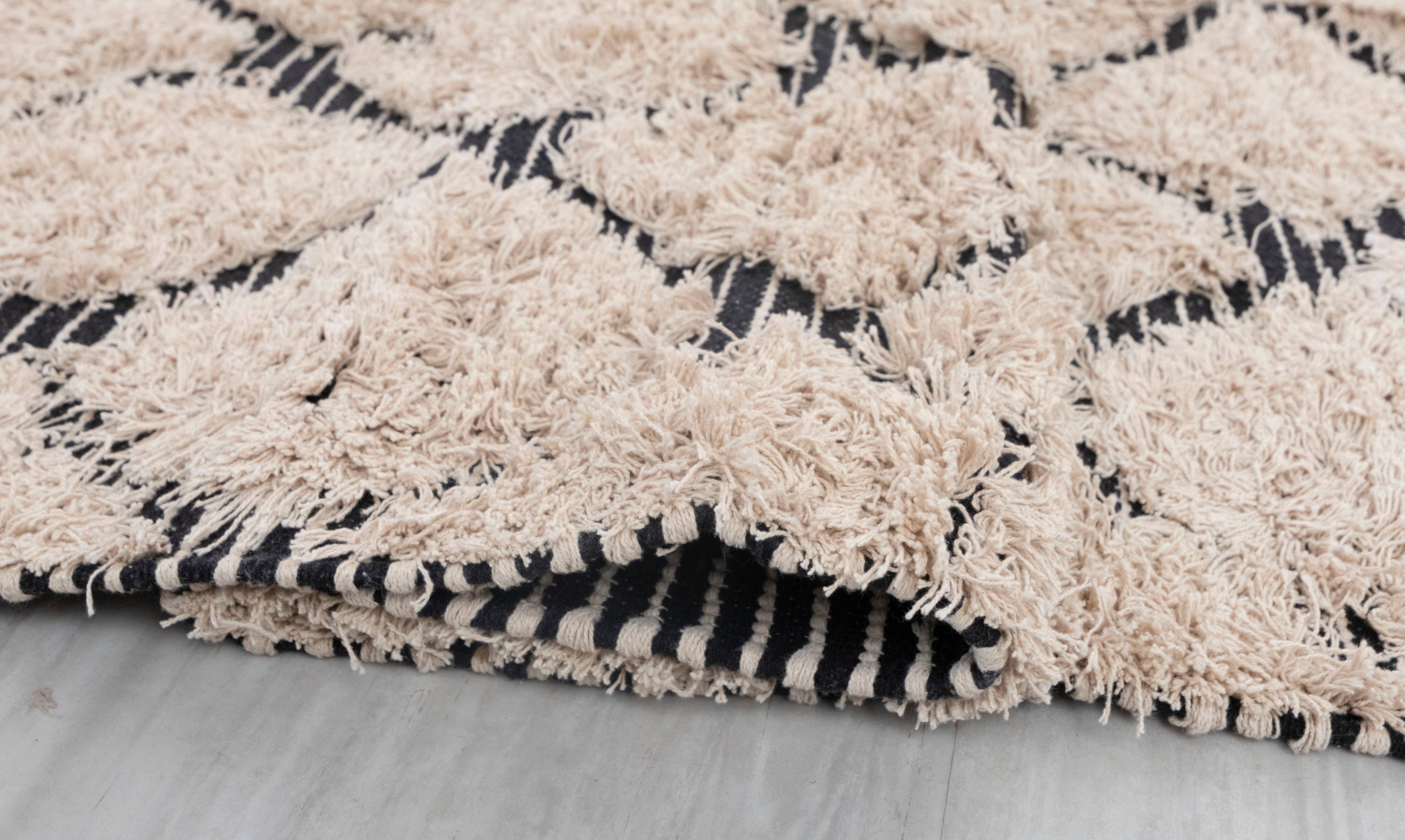 Aesthetic Homes LLC - Wholesale Area Rug - Modern Moroccan Beige Bohemian Hand Woven Wool Cotton Rug 1