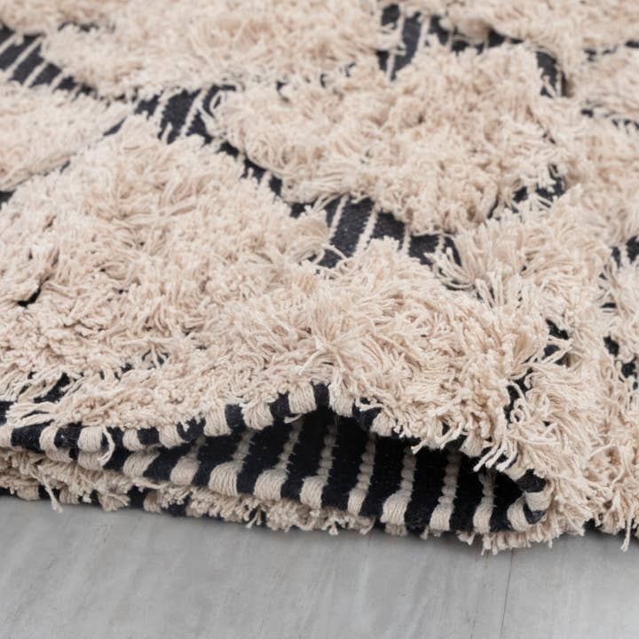 Aesthetic Homes LLC - Wholesale Area Rug - Modern Moroccan Beige Bohemian Hand Woven Wool Cotton Rug 1