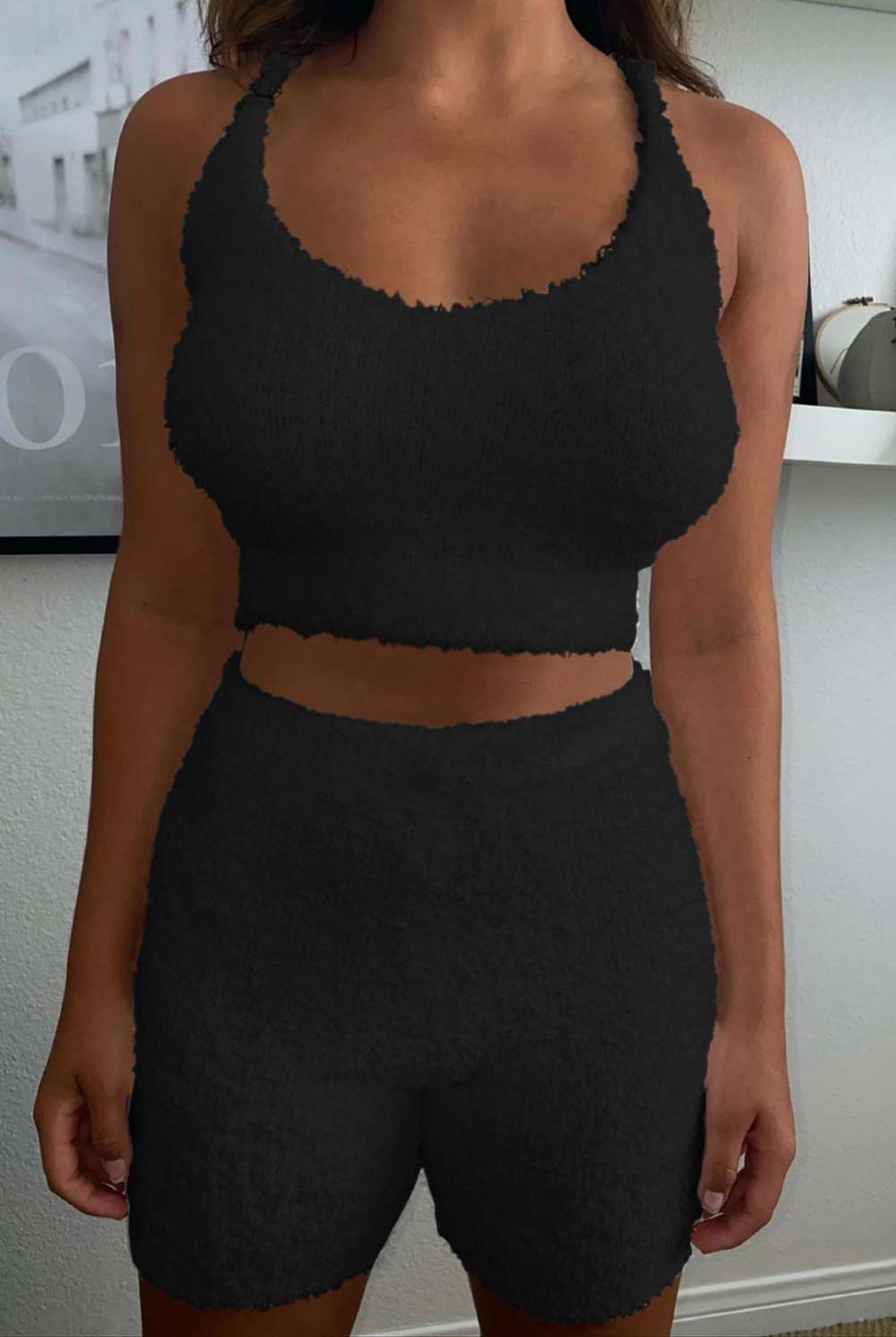 Fashion Combination - Wholesale Lounge Set - Women's - solid spaghetti strap crop top short set3