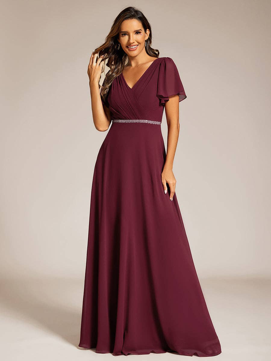 Ever-Pretty - Wholesale Gown - Women's - Midi Length Ruffles Sleeves Chiffon Dresses2