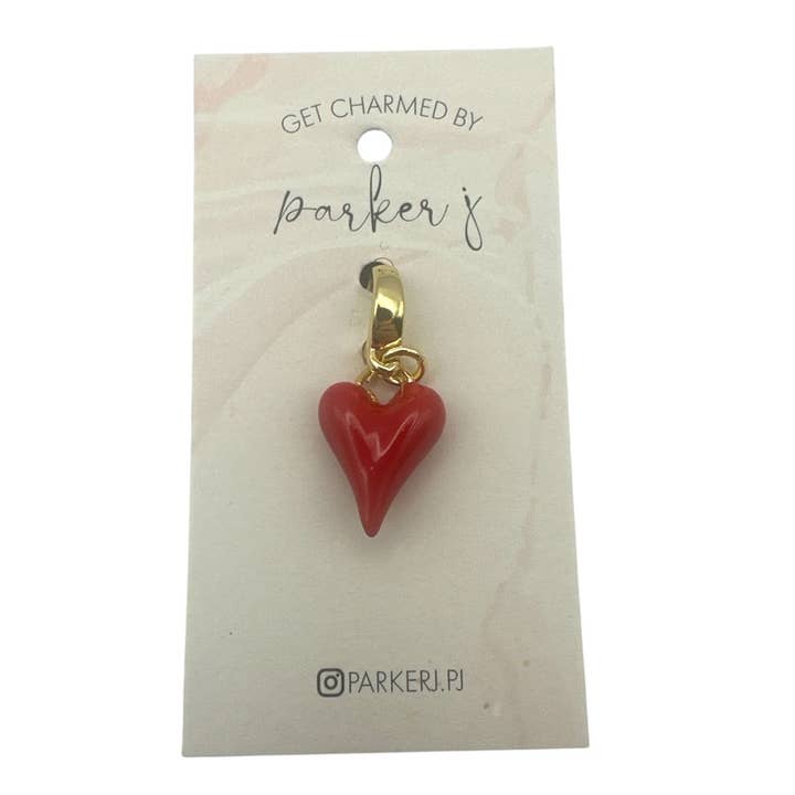 Red Puffy Heart Charm for wholesale by Parker J Jewelry & Charm Bar