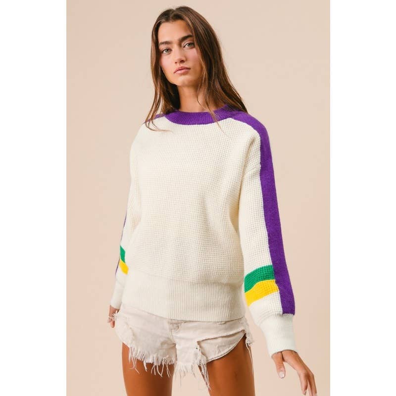 GRÄDDE Mardi Gras färgblocktröja för wholesale på Faire2