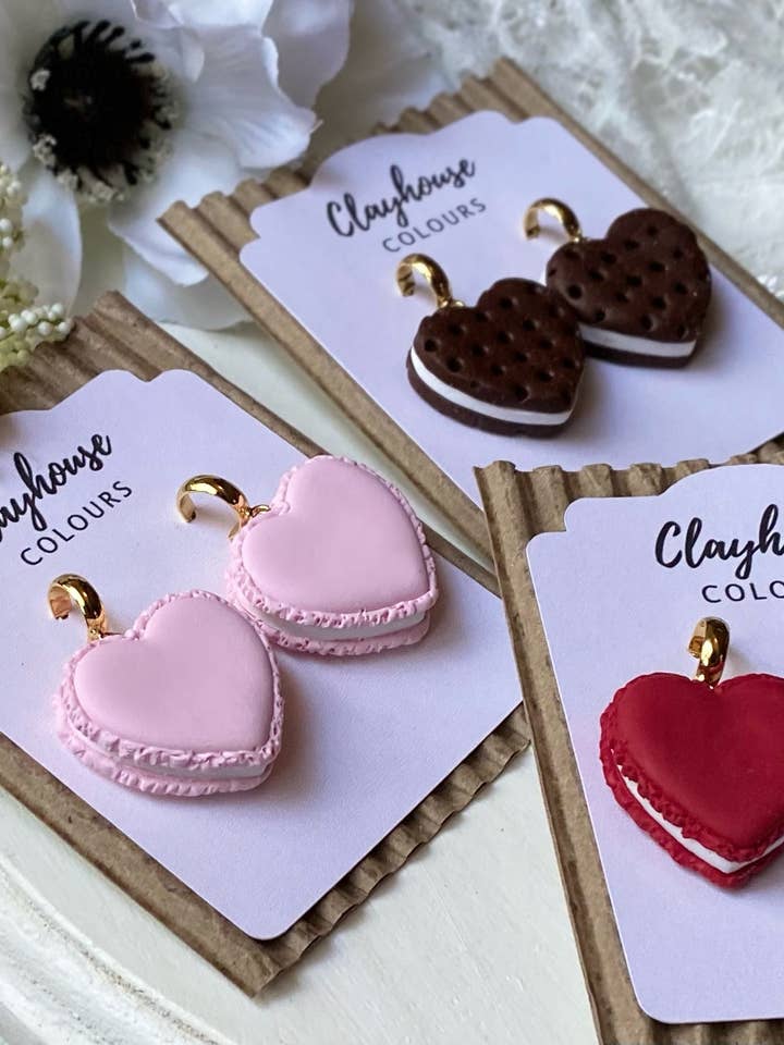 Orecchini di San Valentino Macaroon per la vendita all'ingrosso da parte di Clayhouse Colours