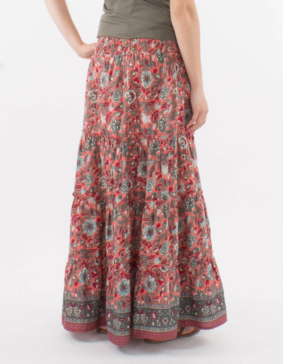 Coline - Vendita all'ingrosso Gonna - Donna - Gonna lunga in cotone con stampa Bagdad per donna - JU168562