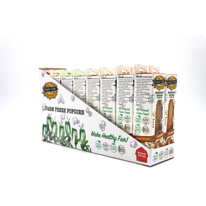 Grandpa Joe's Candy Shop - Wholesale Popcorn - Poppin Cobs ASSORTED Flavors Popcorn on the Cob 16ct Display