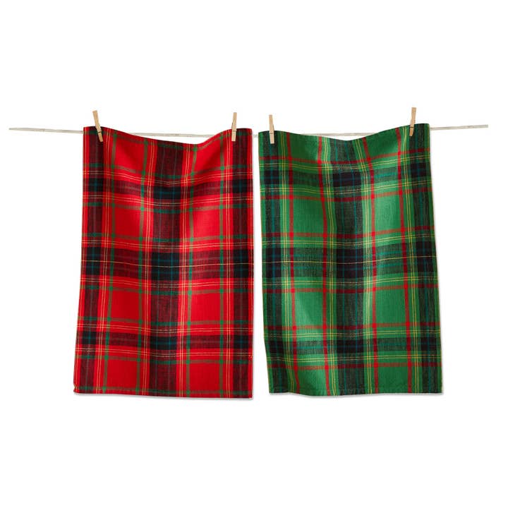 tag - Wholesale Dishcloth - Holiday Plaid Dishtowel Set of 2 Multi Cotton Christmas