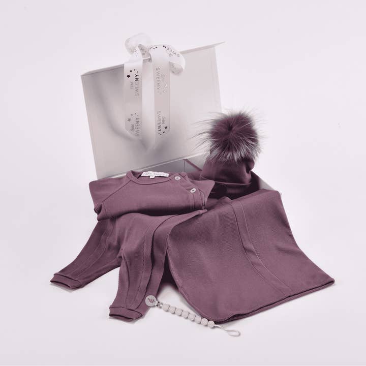 LENNY | Black Plum Personalised Baby Gift Set (5) for wholesale by Bebe Sweeny