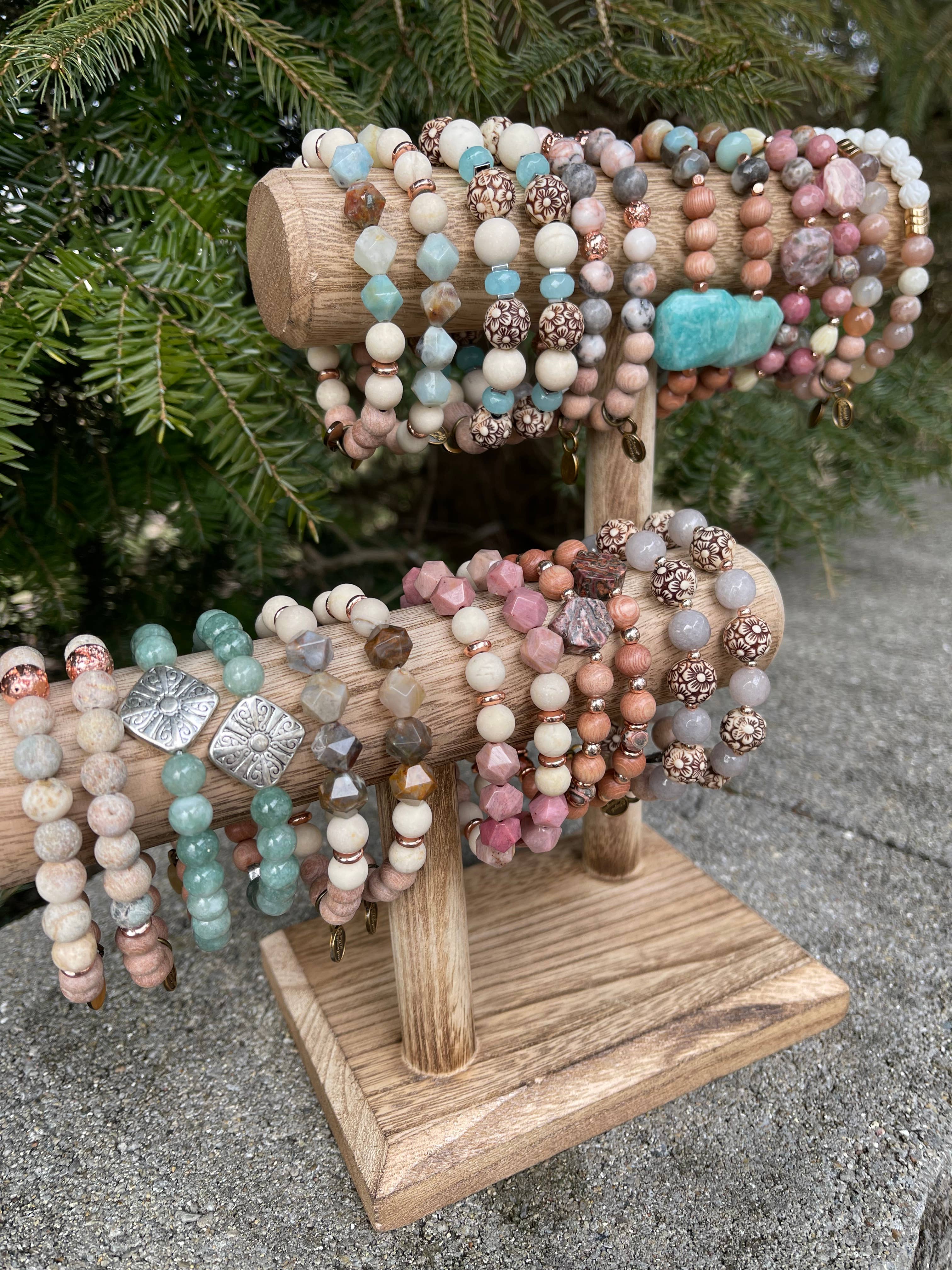 Drops of Wellness Goods - Wholesale Beaded Bracelet - Stone Stretch Bracelet, Boho Bracelet, Sweet Rose1