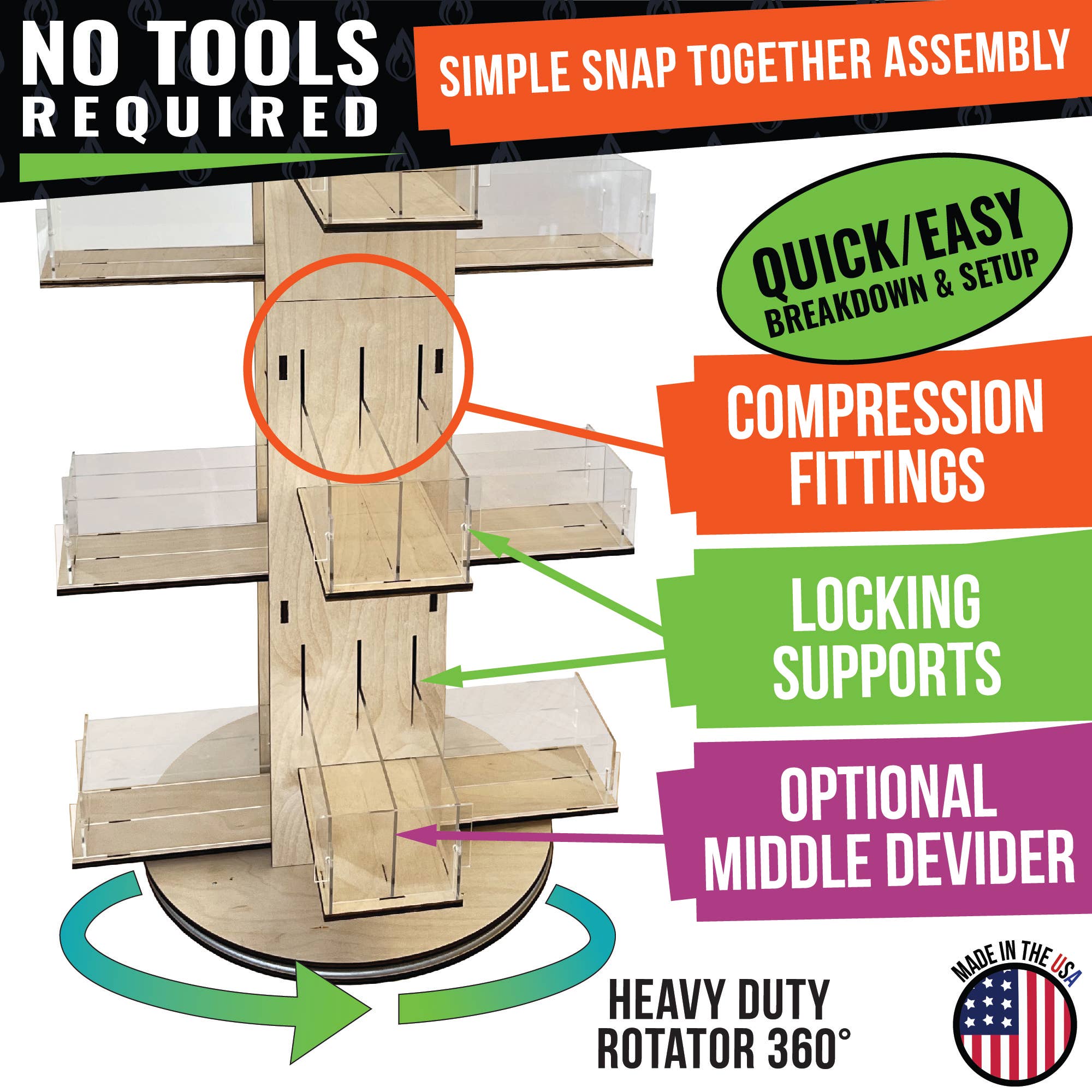 Torched Displays - Vente Support/étui pour présentoir - Présentoir rotatif 4 faces pour cartes de vœux et papeterie8