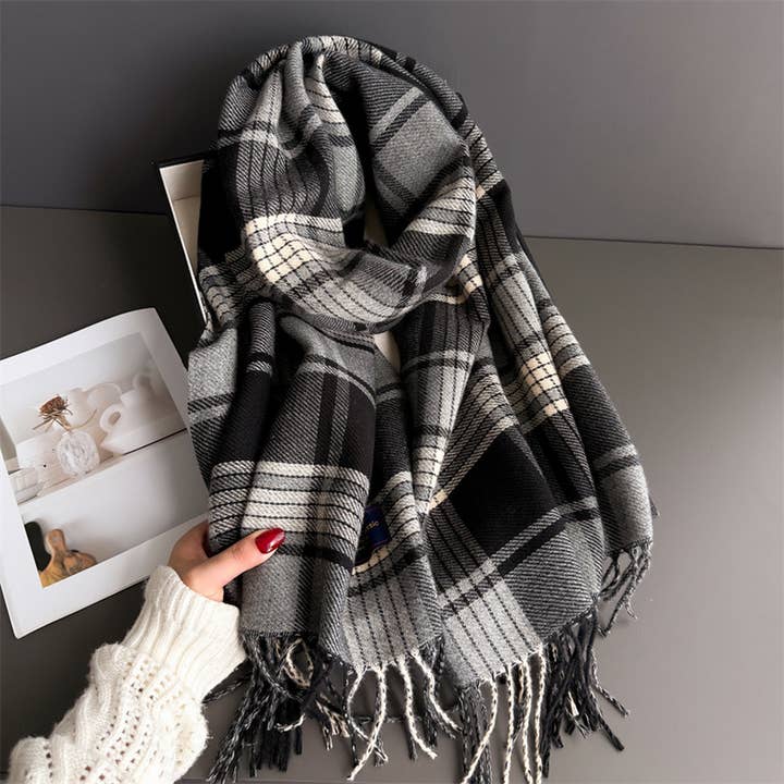 DOUBLJU - Wholesale Scarf - Women's - GENTLE RETRO TASSEL SAND WARM SCARF_CWASC03058