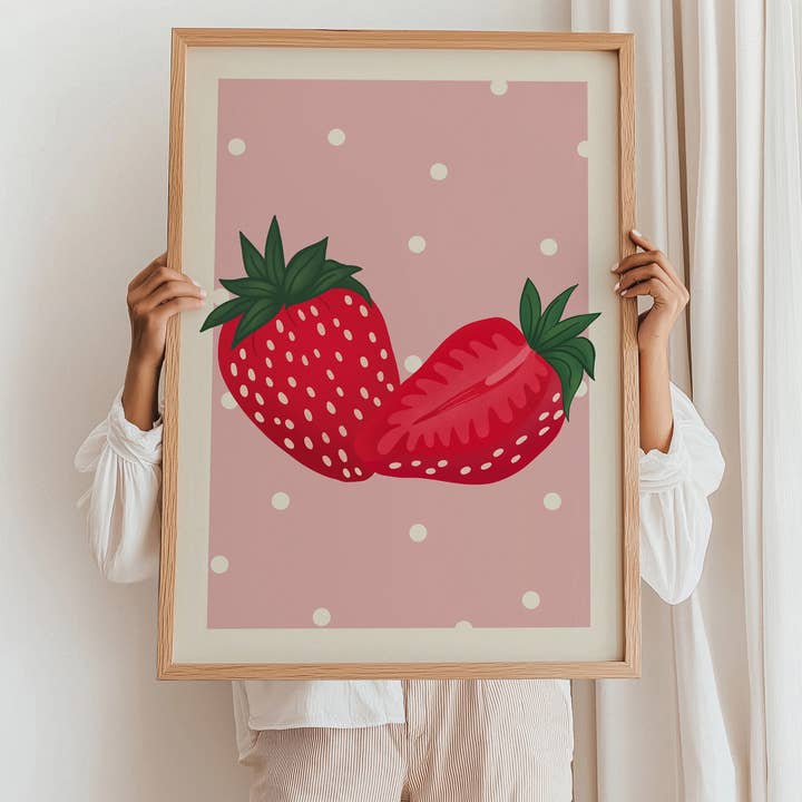 Estampado de Fresas Moteadas para venta al por mayor de Pink Giraffe Print Co
