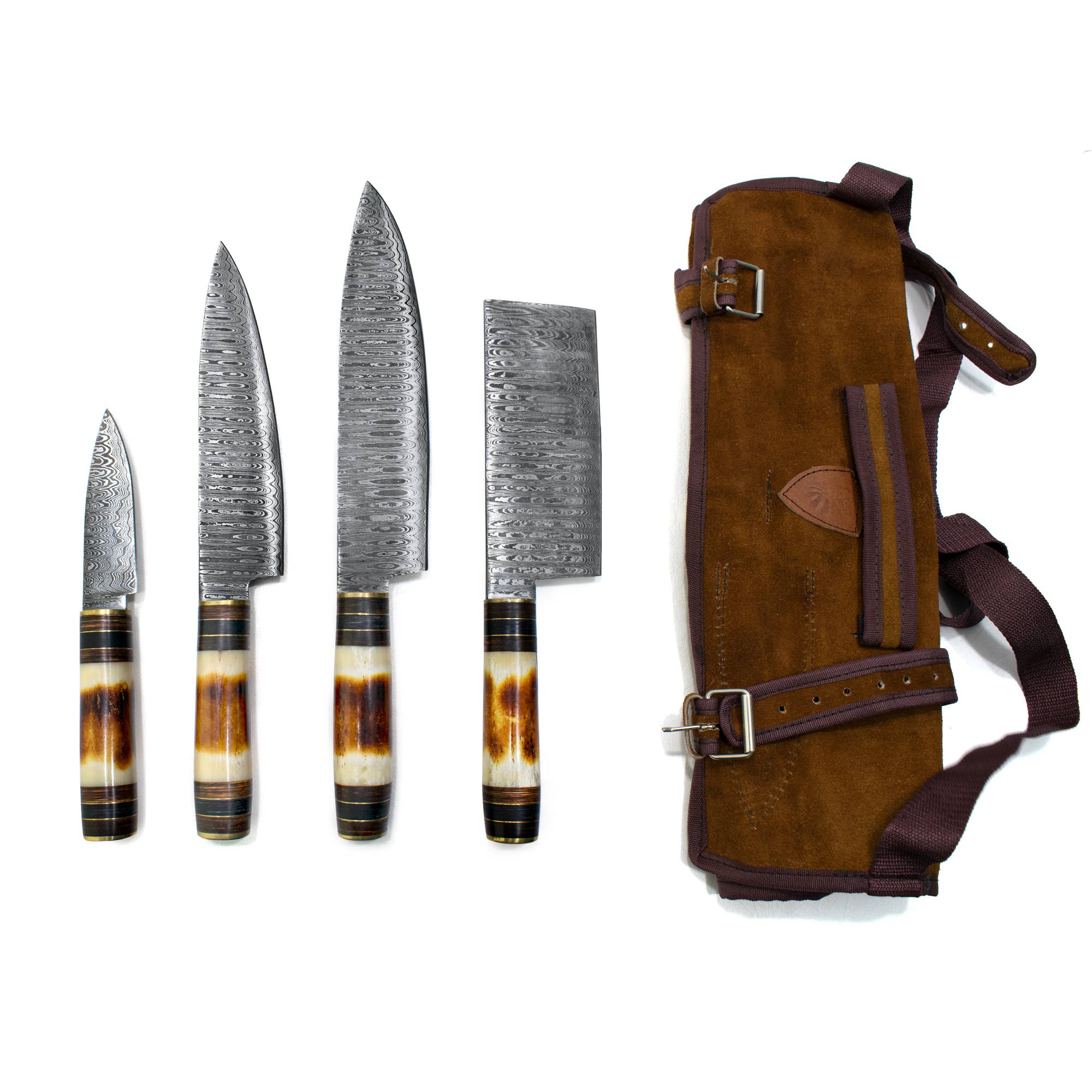 Titan International - Venta al por mayor Juego de cuchillos - Juego de cocina de 4 piezas/Con bolsa de transporte de piel3