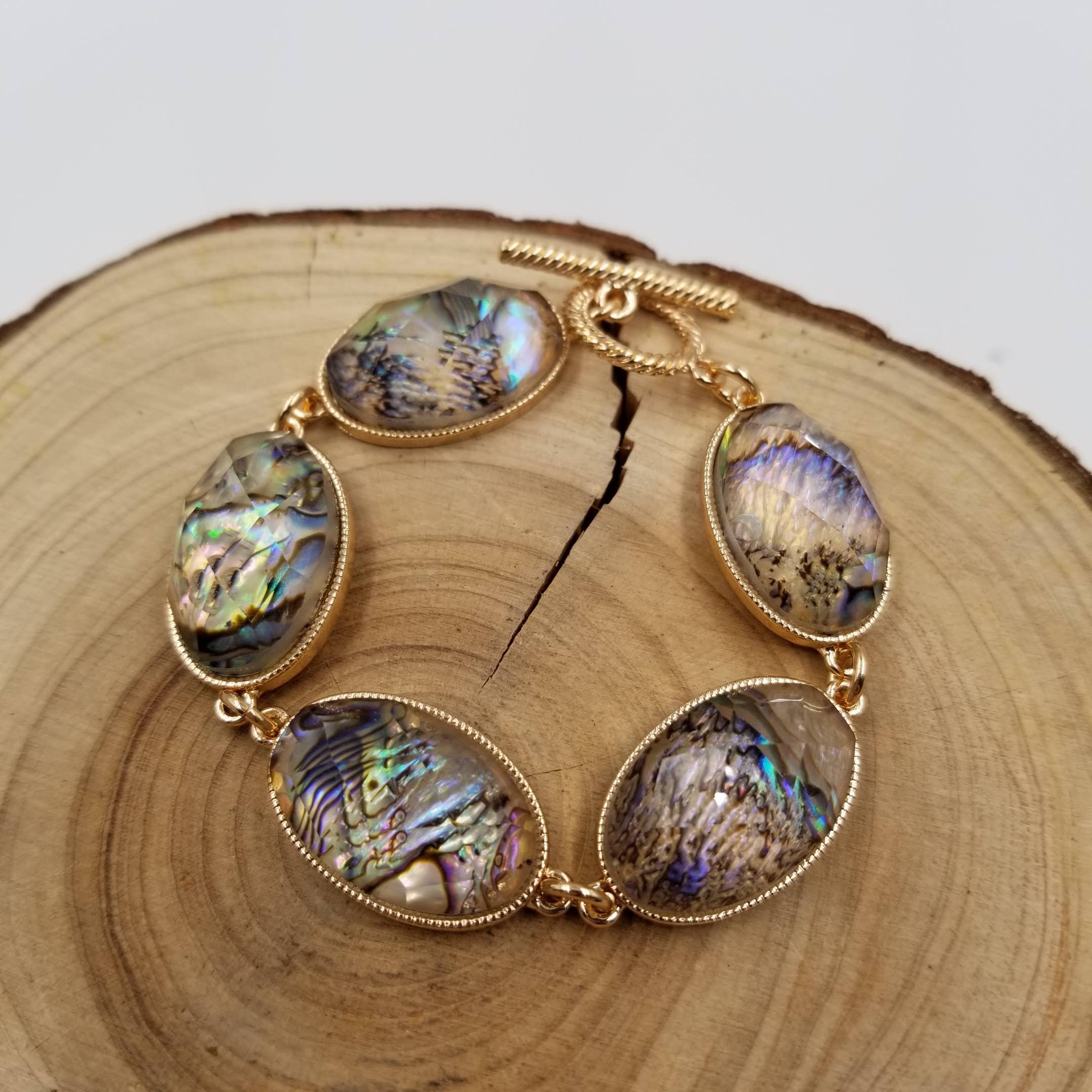 CHAKRA JEWELRY - Vendita all'ingrosso Braccialetto con ciondolo/pendente - Braccialetto con Pietra Semipreziosa in Conchiglia Abalone Naturale0