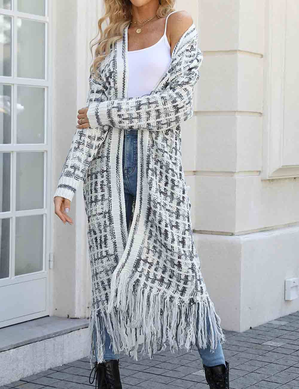 Sweetkama – wholesale Cardigan – Women’s – Ladies Multi Color Front Open Tassels Chunky Knit Cardigan16